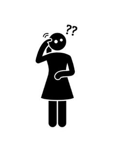 A stylized stick figure appears puzzled or confused, as indicated by a hand to the head and question marks above.