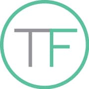 Logo with the letters 'tf' inside a green circle.