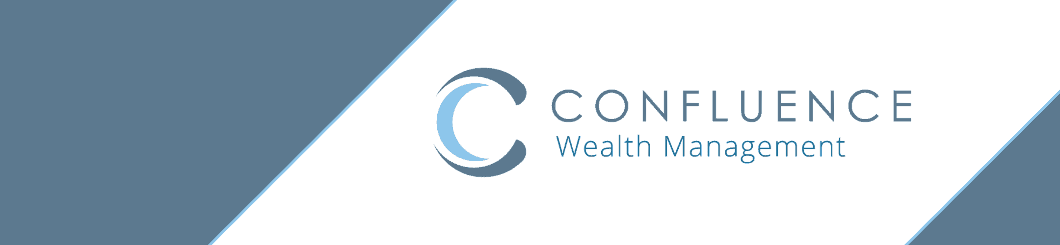 The image displays the logo of confluence wealth management, which features a stylized letter c, set against a sleek blue and gray background, conveying a sense of professionalism and stability.