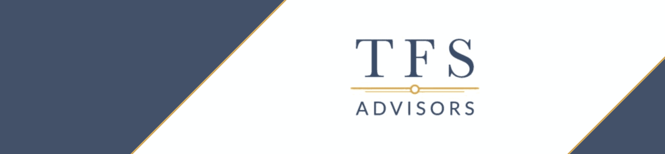Elegant professional banner with the initials 'tfs' and the word 'advisors' showcasing a clean, corporate design aesthetic.