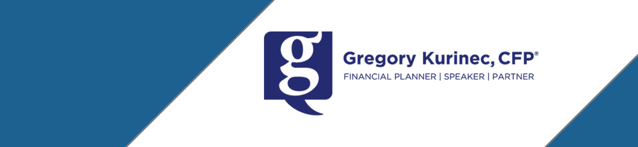 A professional business banner featuring the name 