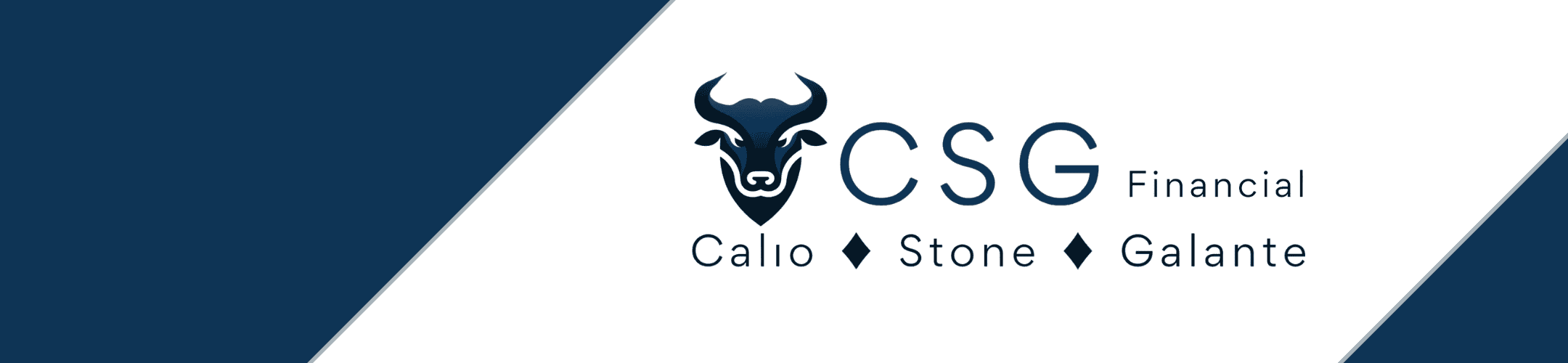 Logo for CSG Financial featuring a bull's head between 