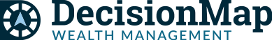 Logo for DecisionMap Wealth Management; features a circular compass-like icon to the left, with "DecisionMap" in large dark blue text and "Wealth Management" in smaller light blue text underneath.