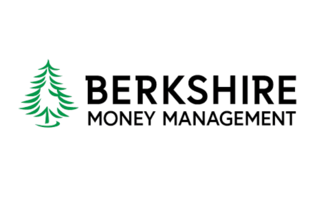 Logo for Berkshire Money Management, featuring a stylized green pine tree on the left and bold black text on the right that reads "Berkshire Money Management" on a light gray background.