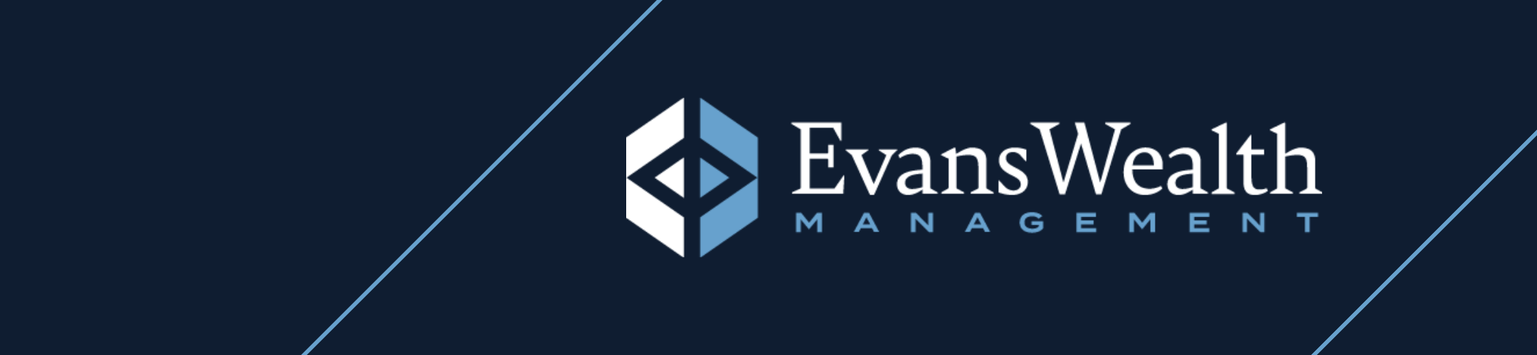 Dark blue banner with a geometric cube logo and the text 