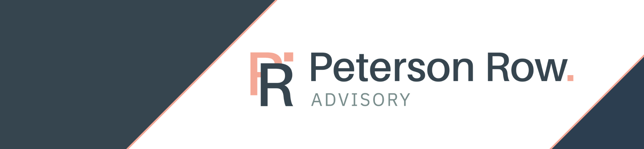 Logo for Peterson Row Advisory with stylized initials 