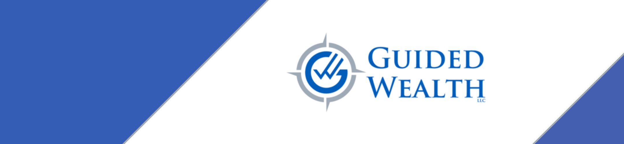 Guided Wealth LLC logo with a blue compass design and stylized 