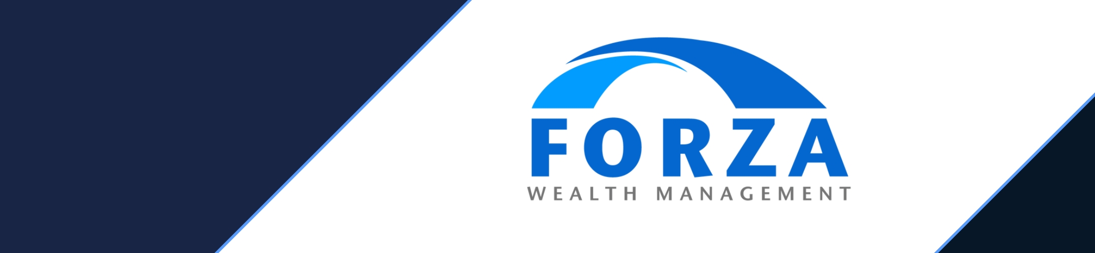 Forza Wealth Management logo featuring a blue arch above the word 